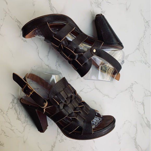 Chie Mihara Woven Suave Leather Slingback Sandals Open Toe Heels | Size 37.5 - Picture 2 of 14